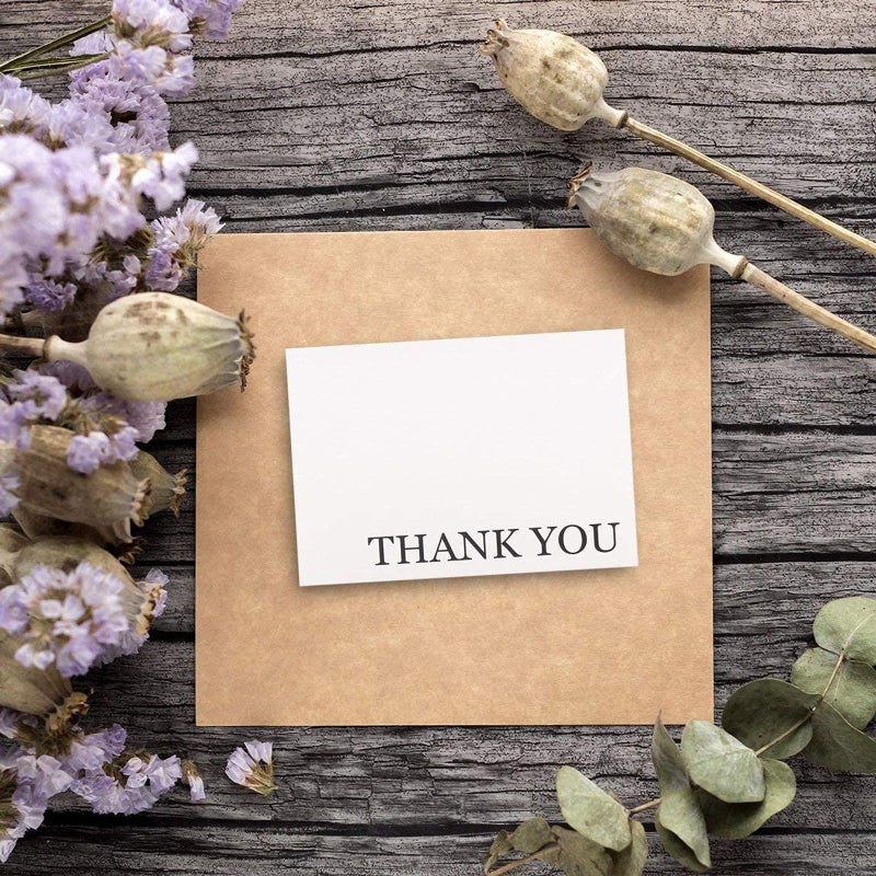 Sustainable Greetings 120 Pack Thank You Cards with Envelopes Bulk for Weddings, Bridal Showers, Graduations, Bridal, Blank Inside - Minimalist Black and White Design Thank You Card - Image 2